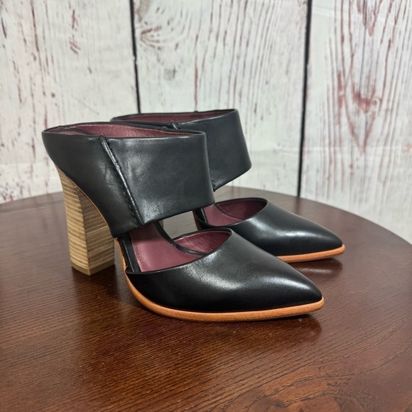 Black Leather Women's Mules - Picture 3 of 14